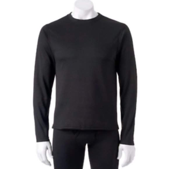 Men's VRY WRM Microfleece Performance Thermal Base Layer Crew Tee Color: Black M - Picture 1 of 1